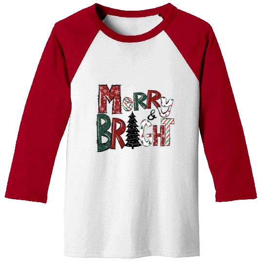 Merry And Bright Baseball Tees | Merry Christmas 2022