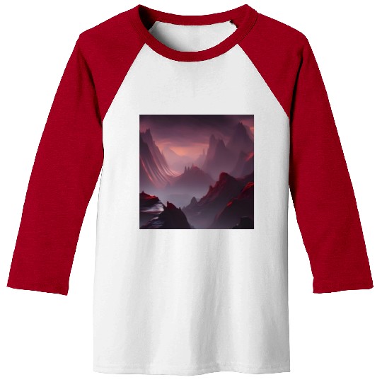 Lonely Red Mountains on an Alien Planet Abstract Baseball Tees