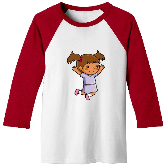 Girl jumps school enrollment joy kindergarten Baseball Tees