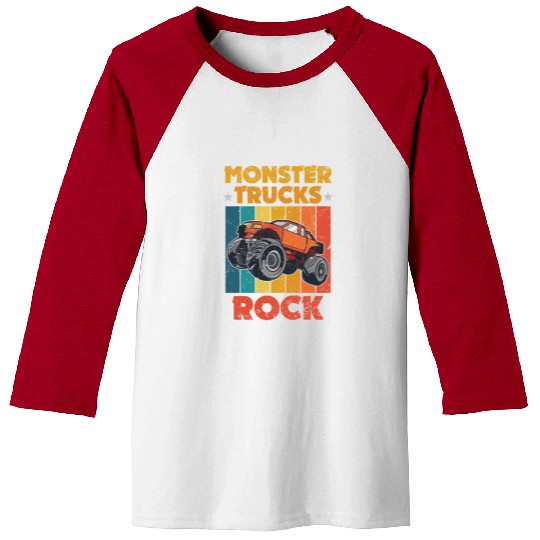 Awesome Monster Trucks Rock Tricks Stunts Wheelies Baseball Tees