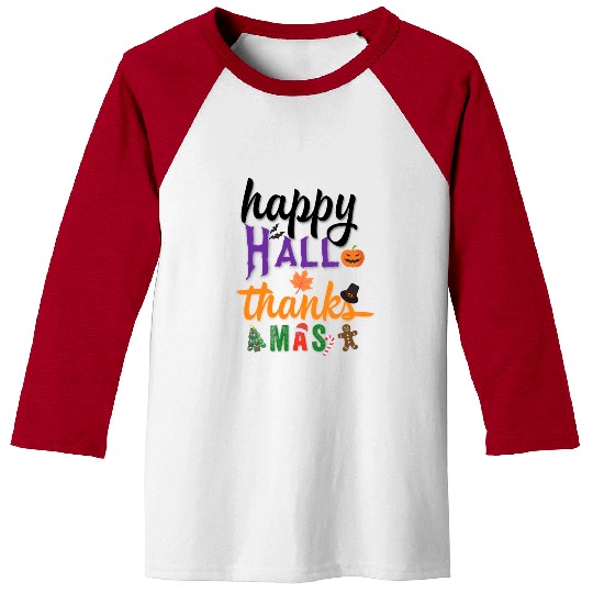 Happy Hallothanksmas Baseball Tees