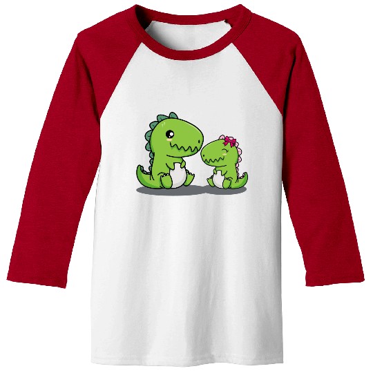 Big Brother Dino Siblings Baby Dinosaur Little Boy Baseball Tees