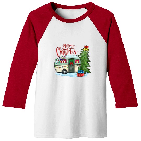 Merry Christmas Happy Camper Funny Camping Life Baseball Tees