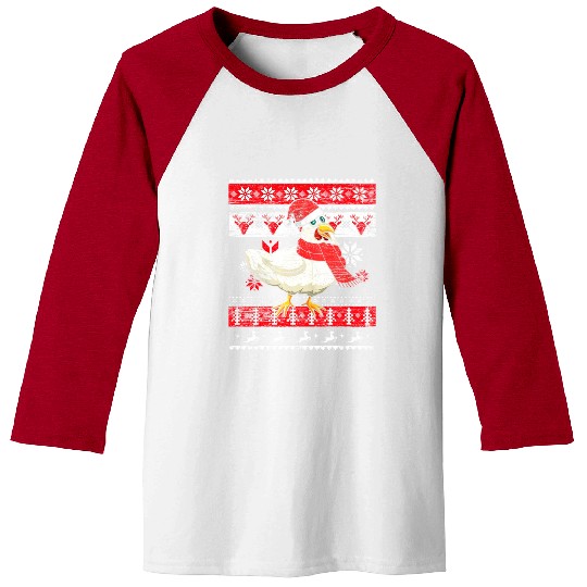 Farm Animal Farmer Gifts Ugly Christmas Chicken Baseball Tees