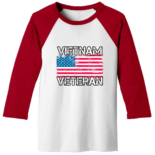 Vietnam Veteran Vintage Us Flag Military Vet Baseball Tees