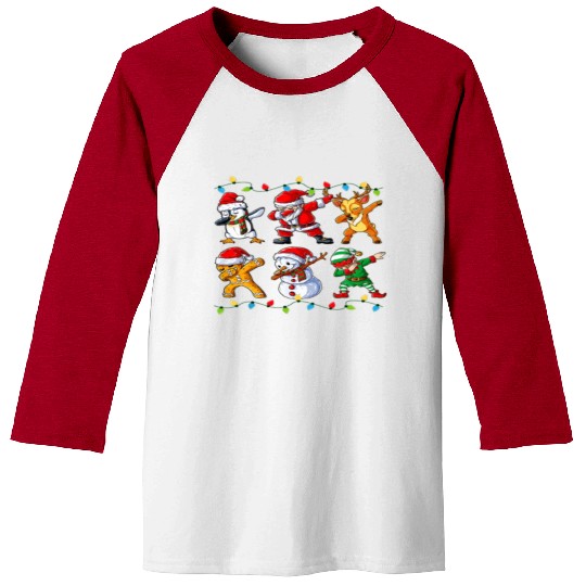 Dabbing Santa Elf Friends Christmas Boys Girls Men Baseball Tees