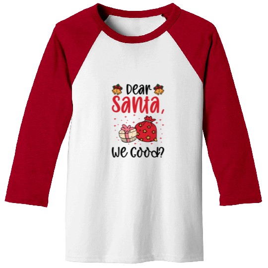 Dear Santa Christmas Holiday Typography Baseball Tees