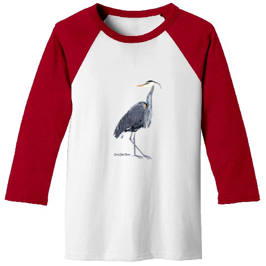 Heron Art Birder Wildlife Bird Watching Baseball Tees