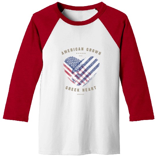 American Grown Greek Heart Love Greece Flag Baseball Tees