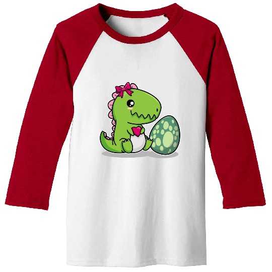 Big sister cute dino siblings boy girl heart love Baseball Tees