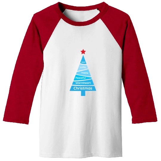 Minimalist Light Blue Christmas Pine Baseball Tees