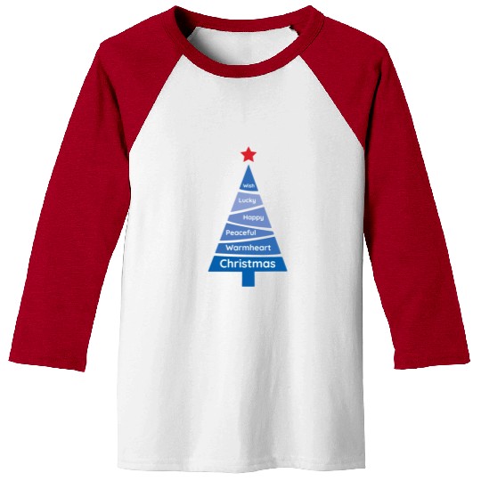 Minimalist Yale Blue Christmas Pine Wish Baseball Tees