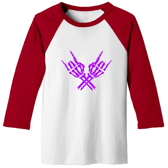 Skeleton Rock Hands Baseball Tees