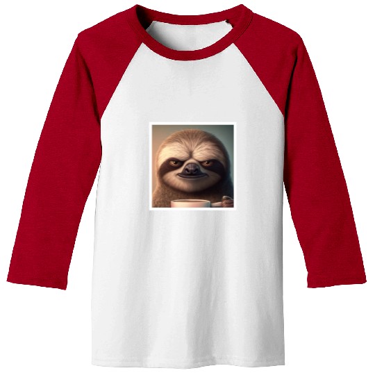 3d Sloth grumpy Coffee I hate people good morning Baseball Tees