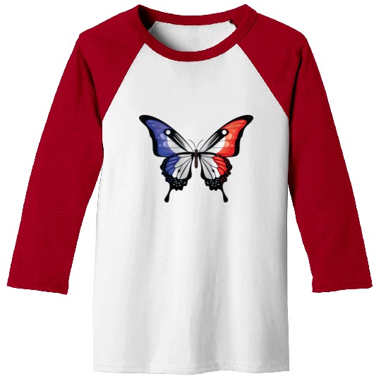 France Swallowtail Butterfly Flag Baseball Tees