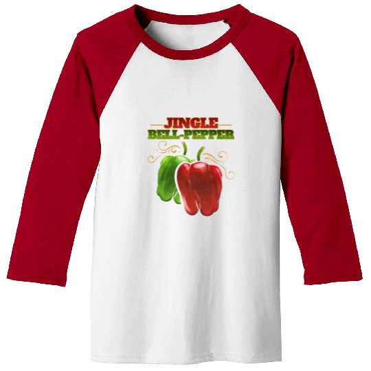 Red And Green Jingle Bell Pepper For Christmas Baseball Tees