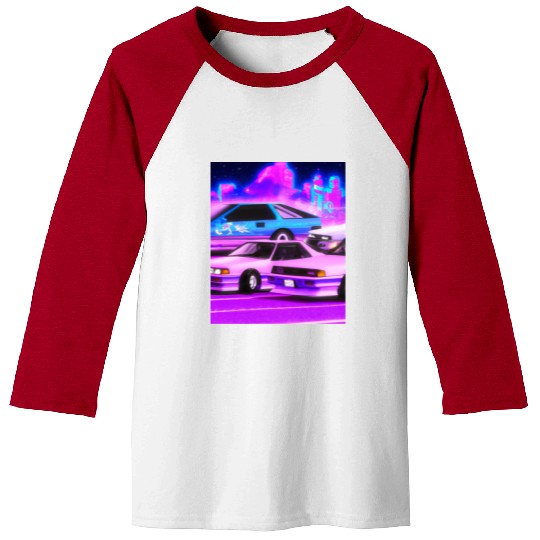 Vaporwave Car Synthwave City Baseball Tees