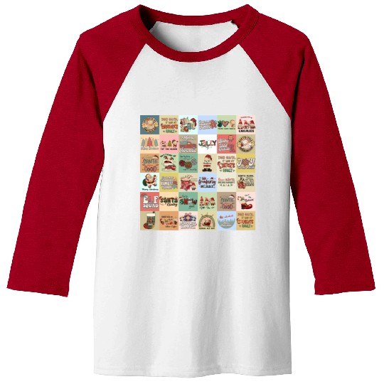 Christmas Patchwork Vintage Pattern Baseball Tees