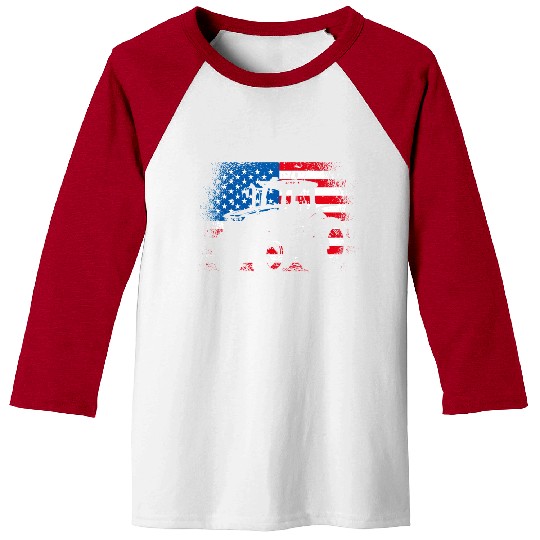 Tractor USA Flag design for Patriotic Farmer Baseball Tees