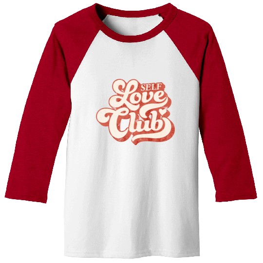 SELF LOVE CLUB IN GROOVY TYPO Baseball Tees