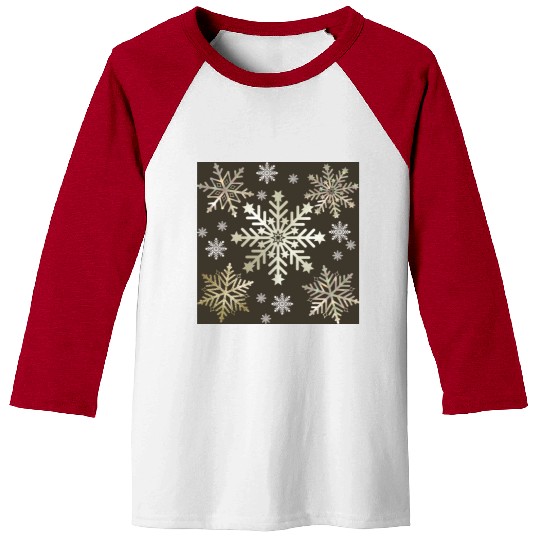 Beige Snowflakes Christmas Pattern Baseball Tees