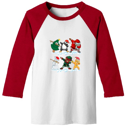 Dabbing Santa Elf Friends Funny Christmas Dabs Baseball Tees