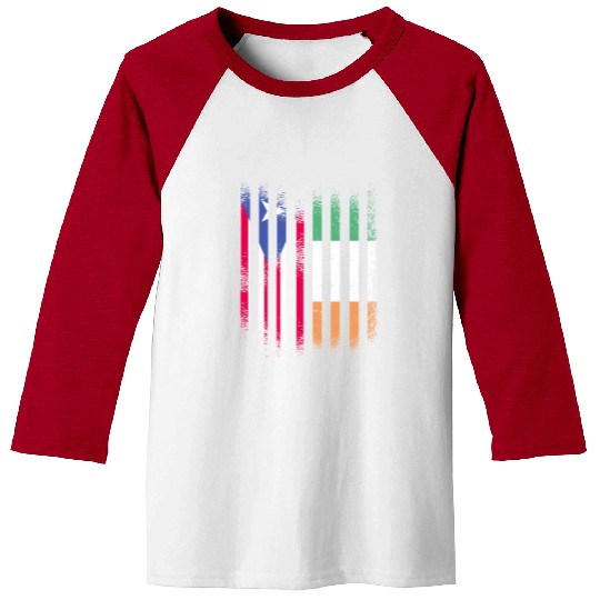 Puerto Rico Flag Ireland Grown Flags Stripes Baseball Tees