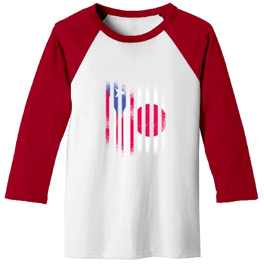 Puerto Rico Flag Japan Grown Country Flags Stripes Baseball Tees