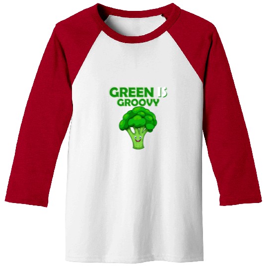 Green Is Groovy Vegetable Broccoli Baseball Tees