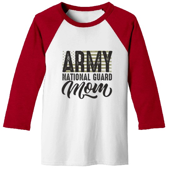 Army National Guard Mom with US flag military styl Baseball Tees