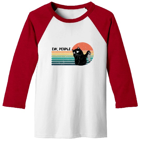 Ew, people - Disgusted Black Cat with Smelly Sock Baseball Tees