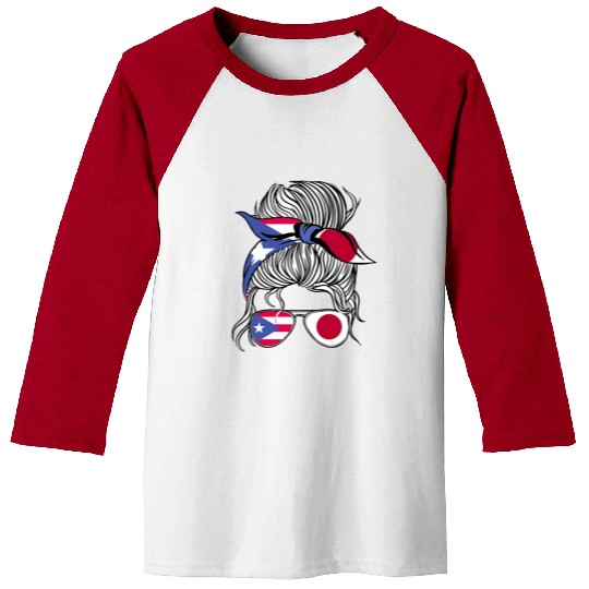 Puerto Rico Flag Japan Grown Women Girl Country Baseball Tees