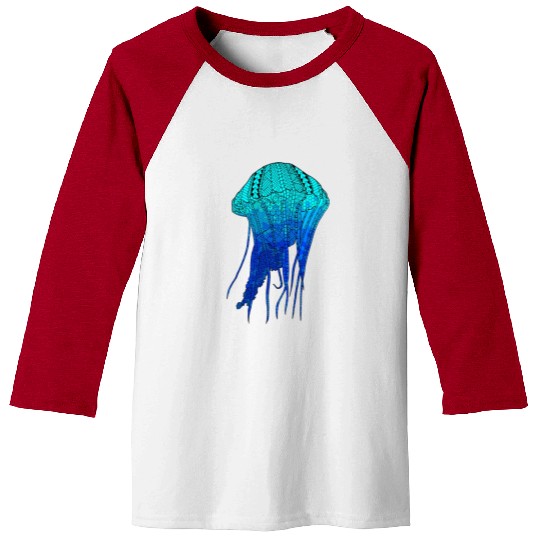 Cool Ocean Blue Tribal Jellyfish Baseball Tees