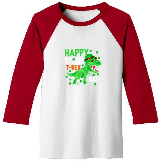 Happy St Pat T-Rex Saint Patrick's Day Dinosaur Bo Baseball Tees