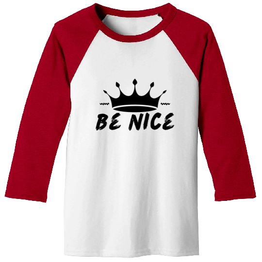 White Simple Be Nice Typography Baseball Tees