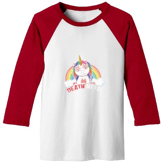 Satan Rainbow Unicorn Love Metal Music Heavy Rock Baseball Tees