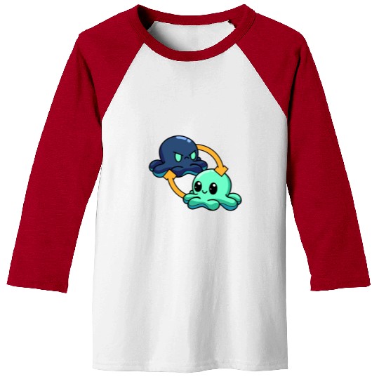 Reversible Octopus Emotional Switch Leisure Baseball Tees