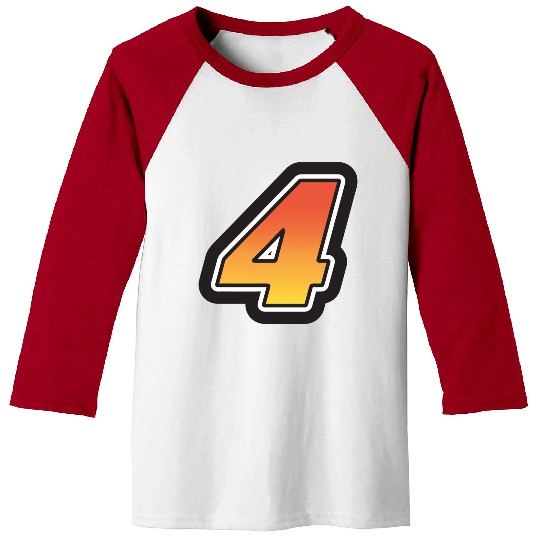 Number Four 4 Gradient Yellow Orange 3 Stroke Baseball Tees