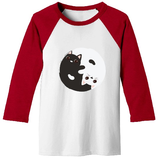 ying yang cat Baseball Tees