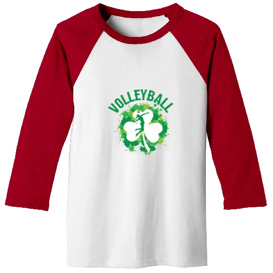 Volleyball Shamrock Irish Sports St Pattys Day Baseball Tees