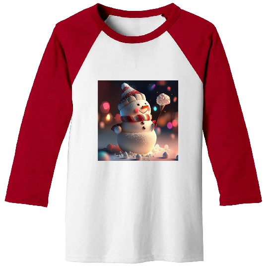 Snowman holding Candy Baseball Tees