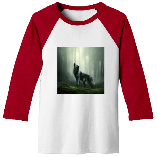 Howling wolf at midnight Baseball Tees