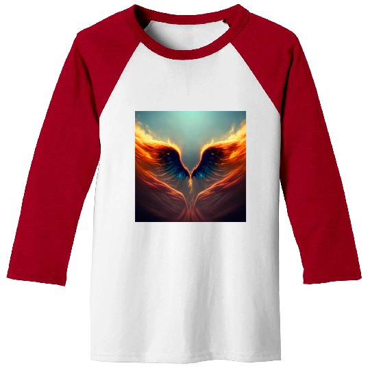 Mashup Epic Wallpaper Flaming Angel Wings Baseball Tees