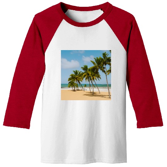 Calm beach with palm trees Baseball Tees