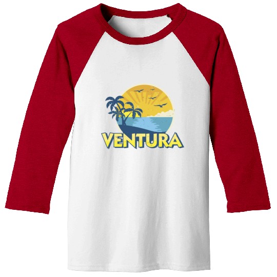 Vintage Ventura Beach California Surfing 70S Desig Baseball Tees