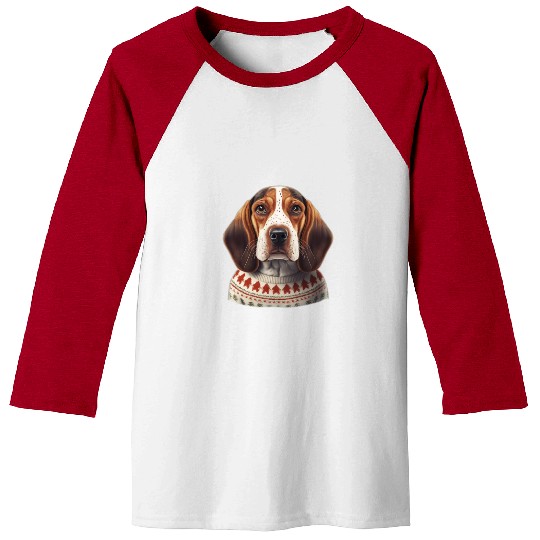 Festive English Coonhound in a Christmas Sweater Baseball Tees