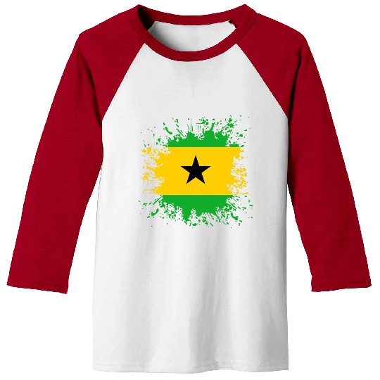 Sao Tome And Principe Flag Paint Splatter Baseball Tees