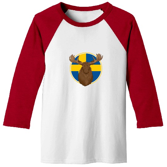 Sweden Flag Sverige Moose Baseball Tees
