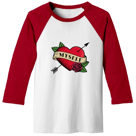 Heart Tattoo Love Myself Baseball Tees