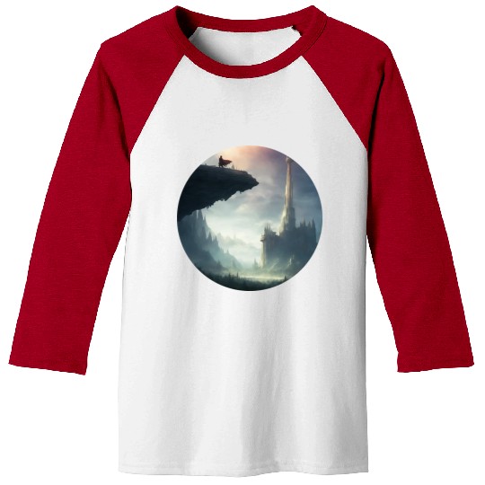 Mystical Character Landscape Baseball Tees